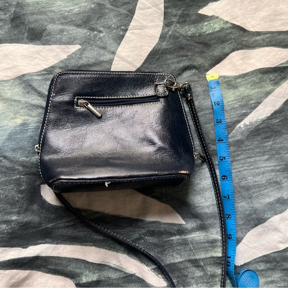 VERA PELLE Navy Blue Small Medium Leather CrossBody Bag Purse Silver Hardware - Picture 4 of 15